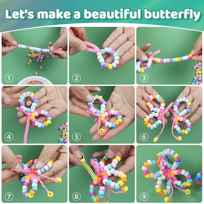 praisebank pony beads, 1200pcs 6x9mm, wholesale beads, bracelets jewelry making, arts & crafts(yellow)