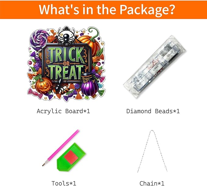 VODAPYC Halloween Diamond Art Hanging Kits for Adults, DIY Double Sided Special Shaped Diamonds Art Window Pendant Ornament for Home Decor(Trick or Treat)