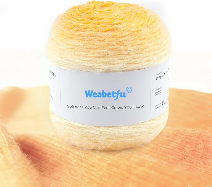 Weabetfu Gradient Cake Yarn for Crocheting & Knitting-Ombre Yarn Cake of 200g/7.05oz.-80% Acrylic,20% Nylon|Light Weight&Soft Crochet Yarns for Scarves,Blankets & Garments-07