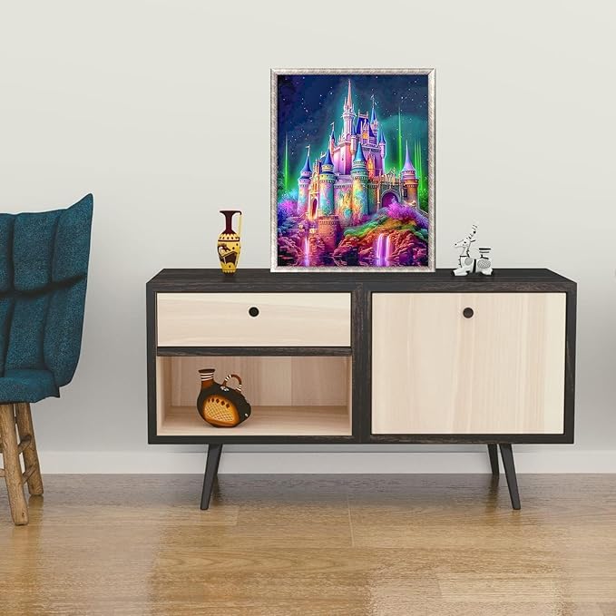 Meothan 5D Diamond Painting Kits for Adults, DIY Castle Diamond Art Painting Kits for Beginner, Full Drill Gem Art Painting Crafts for Home Wall Decor Gift 12‘’x16‘’