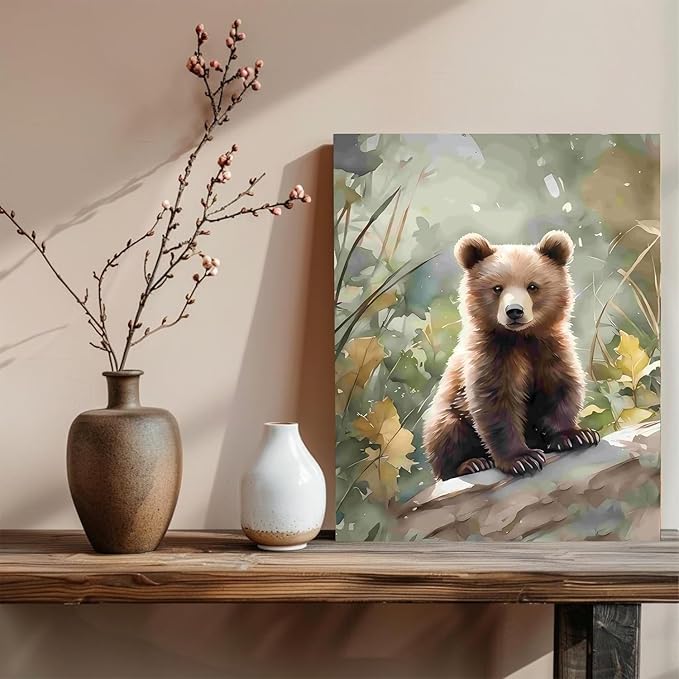xcemhil Bear Paint by Numbers Kit for Adults, Paint by Number Animals, Bear Paint by Numbers Kit for Adults Beginner for Gift and Home Wall Decor 16x20 Inch