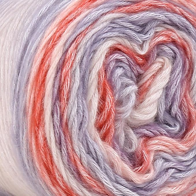 Crocheting Knitting-Gradient Cake Yarn, Soft Multicolor Medium-Fine Blended Yarn, Weight 100 Grams, Contains 60% Cotton 30% Acrylic 10% Wool. Suitable for Scarf, Gloves, Shawl, Blanket.(1159)
