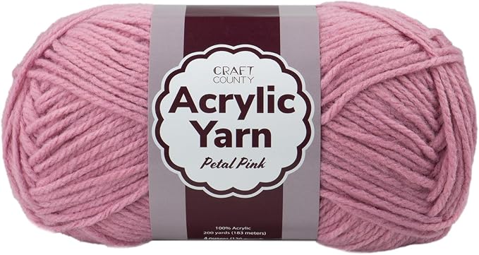 Craft County Medium 4 Acrylic Yarn – 200 Yards of Super Vibrant Yarn for Blankets, Scarves, Hats, & More!