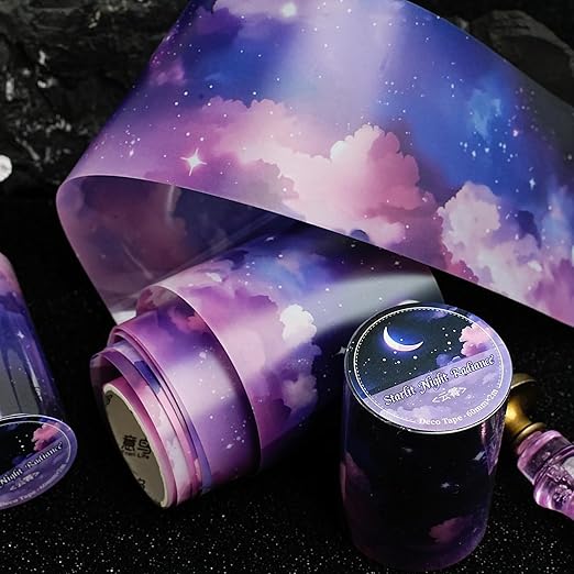 6Rolls PET Tape Stickers for Scrapbooking Supplies, Decorative Sky Cloud Star Themed Journal Stickers for Scrapbooking, Journaling, Junk Journal Supplies,Planer (Island)