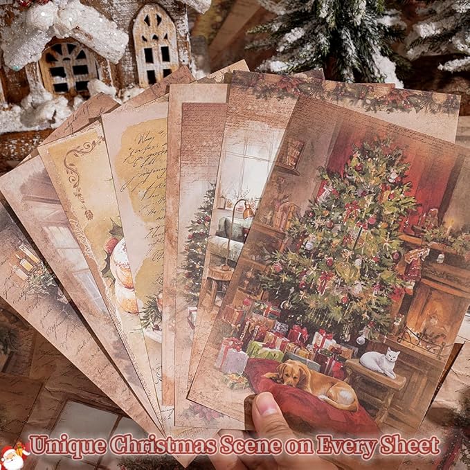 160 sheets of Christmas scrapbook paper, Christmas theme journaling scrapbook supplies craft collage paper set, junk journal bullet journal poster room decor for card making decorative gifts