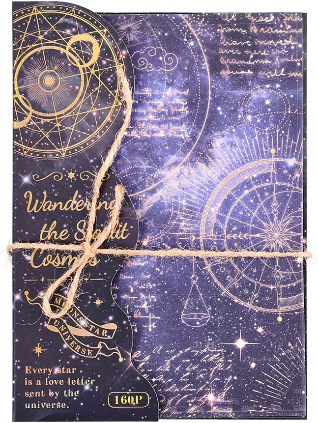 160 Sheets of Starry Sky Scrapbook Paper, journaling Scrapbook Supplies Craft Collage Paper Set, Junk Journal Bullet Journal Poster Room Decor for Card Making Decorative Gifts