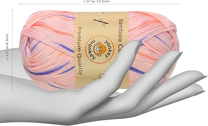 10-Pack of Yonkey Monkey 500 Grams Yarn - 70% Rayon derived from Bamboo, 30% Cotton - Imported - Purple Pink 9050