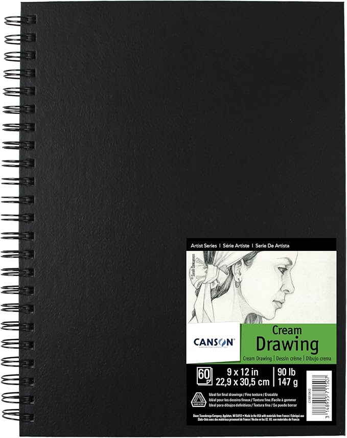 Canson Artist Series Field Drawing Book, Side Wire Bound, 9x12 inches, 60 Sheets - Professional Art Paper for Marker, Pen, Ink, Pencil