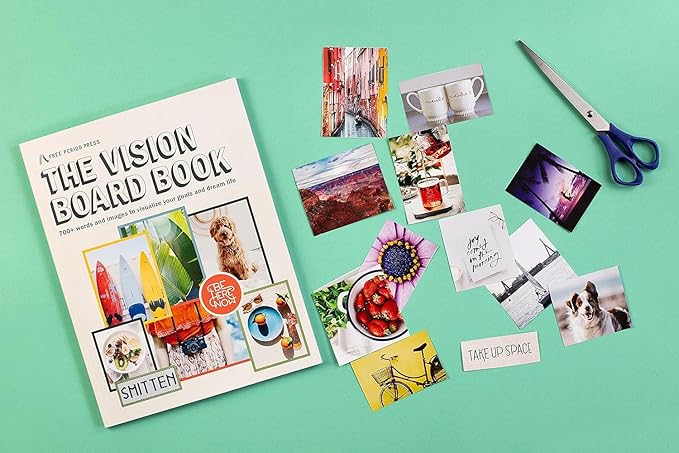 Free Period Press Vision Board Book, 700+ Words & Images in All Categories, for Visualizing Your Life Goals & Dreams, Playful, Stylish Pictures for Collage Making & Scrapbooking (Adult)