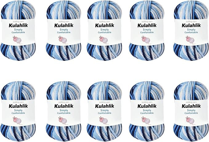 500g(10x50g) Acrylic Yarn for Crocheting and Knitting, Colorful Gradient Yarn Thread, 10 Rolls Skeins, Multicolor Hilo Acrílico, Perfect for DIY Crafts Project