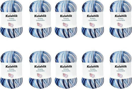 500g(10x50g) Acrylic Yarn for Crocheting and Knitting, Colorful Gradient Yarn Thread, 10 Rolls Skeins, Multicolor Hilo Acrílico, Perfect for DIY Crafts Project