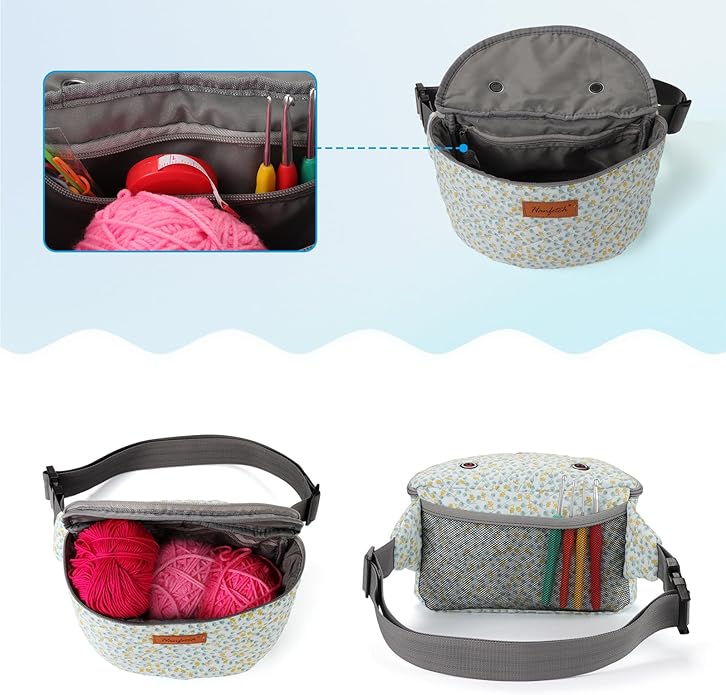Yarn Crossbody Waist bag Small Yarn Storage Organizer for Yarn Skeins-Organizer for Crochet Hooks and Accessories