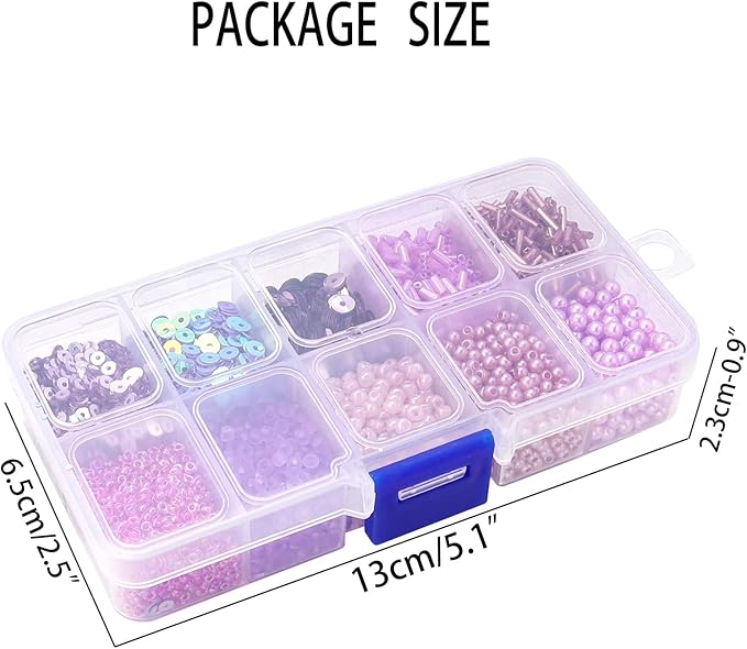 Assorted Beads for Jewelry Making, Glass Seed Bugle Tube Beads Loose Sequins Multiple Sizes for Crafts Sewing Jewelry Making