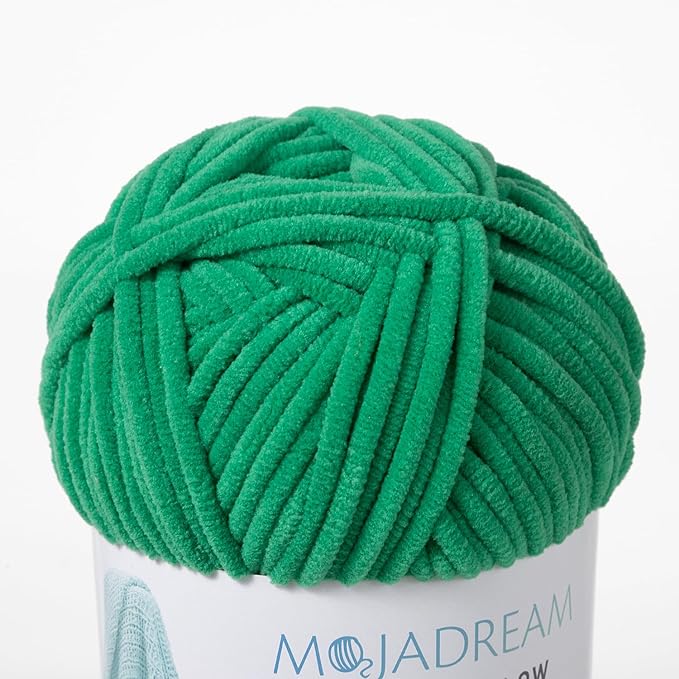 Marshmallow Yarn 3PCS 3.5oz Soft Chenille Yarn for Amigurumi Baby Blanket Yarn: No Shedding Soft Easy to Knitting and Crocheting Bulky 5# Yarn 3 Skeins of 100g (Leprechaun Color)