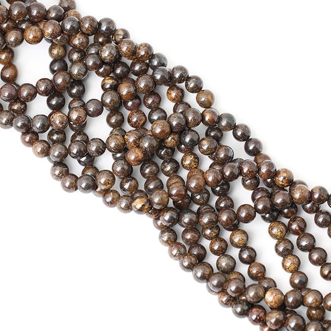 cheavian 45pcs 8mm natural bronzite gemstone round loose beads for jewelry making diy handmade 1 strand 15"