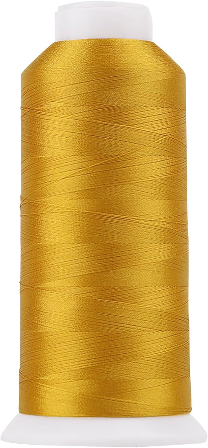 High Tenacity Polyester Embroidery Machine Thread 40WT(120D/2) 4000M Per Spool for Commercial and Domestic Embroidery Machine (Military Gold-1772)