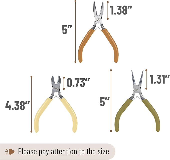 Mr. Pen- Jewelry Making Kit, 3 Pack Vintage Color Pliers, Wire Cutters, Chain Nose and Craft Pliers for Earrings and Jewelry