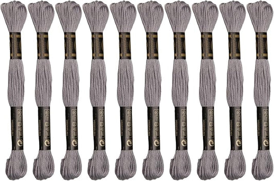 12 Skeins Premium Egyptian Embroidery Floss 9 Yards Each Egyptian Long Fiber Cotton Cross Stitch Thread for Embroidery Projects Bracelet. (12, Grey)