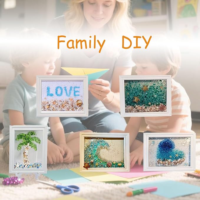 Sea Glass Art Kits, New Sea Glasss Resin Art Kits for Adults, DIY Mosaic Glass Kits, Mosaic Kits for Adults Resin Beach Art Kit for Home Decoration, Bookshelf, Office, Windowsill (Letter)