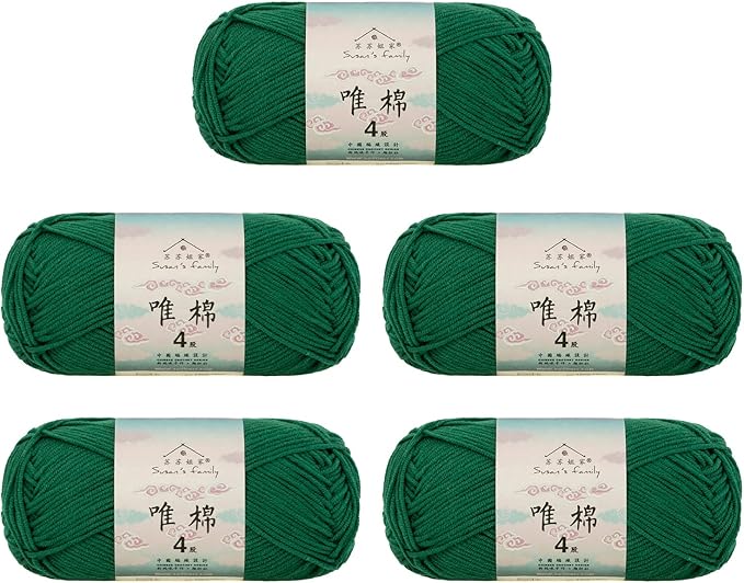 Susan's Family 4 ply 60% Cotton 40% Acrylic Yarn - Soft & Durable - 5 x 50g (1.76oz) - 655 Yards for Knitting & Crocheting - Baby Blankets, Amigurumi, Sweaters & More