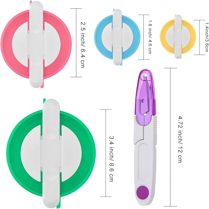 Pom Pom Maker, 4 Different Sizes Pompom Maker Fluff Ball Needle Craft DIY Wool Knitting Craft Knitting Wool Tool Kit with Thread Cutter Scissors (Color Set A)