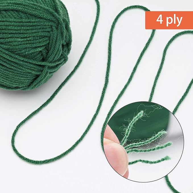 NICEEC 300g Soft Assorted Colors Yarn - Sport Weight,100% Acrylic, 4 Ply, Bonbons Yarn for Crochet & Knit, DIY Project Starter Kit for Kids or Adults(Total 870yds) - Green Series