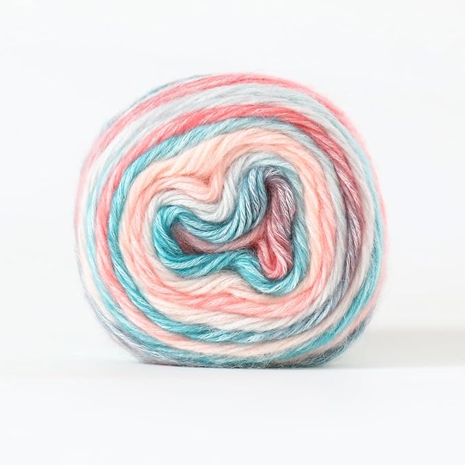 Crocheting Knitting-Gradient Cake Yarn, Soft Multicolor Medium-Fine Blended Yarn, Weight 100 Grams, Contains 60% Cotton 30% Acrylic 10% Wool. Suitable for Scarf, Gloves, Shawl, Blanket.(1156)