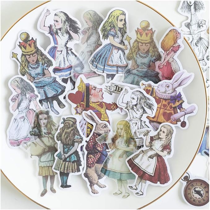 Alideco 80Pcs Vintage Scrapbooking Stickers Packs Kawaii Alice Scrapbook Supplies Funny Aesthetic for Adult Stickers for Girls Journaling Assorted Phone