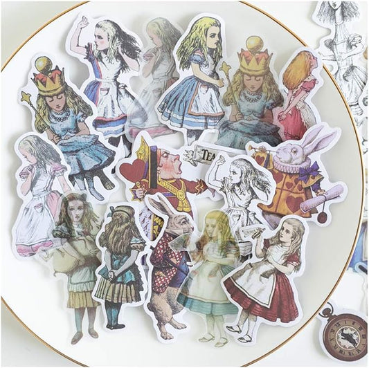 Alideco 80Pcs Vintage Scrapbooking Stickers Packs Kawaii Alice Scrapbook Supplies Funny Aesthetic for Adult Stickers for Girls Journaling Assorted Phone