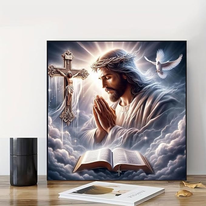 hkejoi Jesus Paint by Numbers Kit for Adults Beginners, Christian Paint by Number for Adults, Religious Painting by Number DIY Acrylic for Gift Home Decor 16x16 in