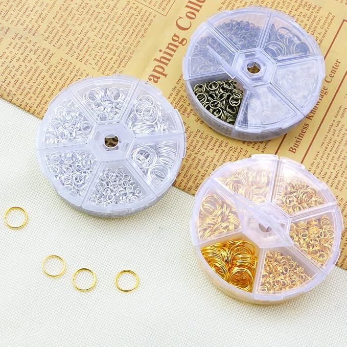 FSWCCK Split Jump Rings for Jewelry Making, 2070 Pcs Assorted Double Split Jump Ring Pliers, Mini Metal Ring Pliers Connectors 4mm to 12mm and DIY Crafts,Silver,Gold and Bronze