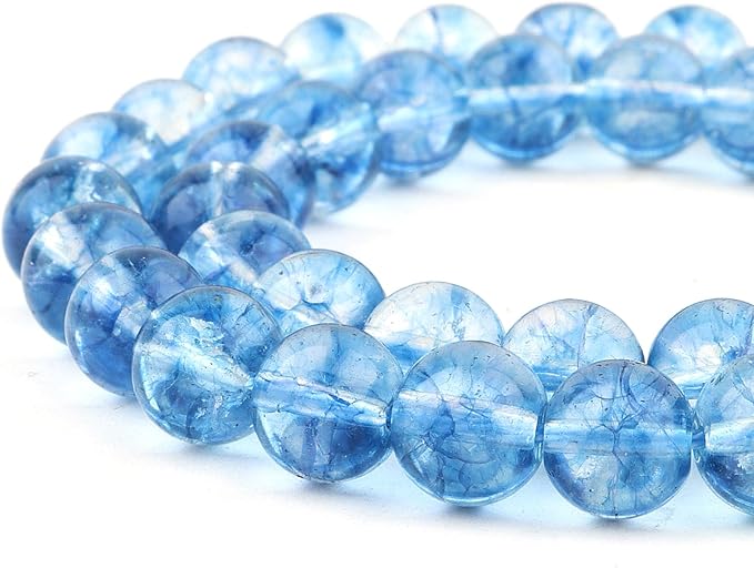Crystal Round Beads for Jewelry Making - 10mm Glass Beads for Bracelets(35-37pcs, Blue Crystal)