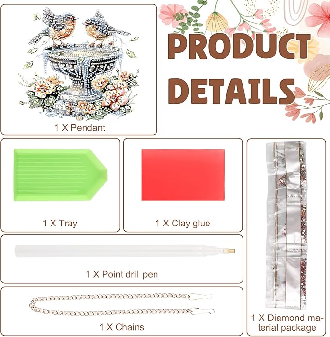 DOMROM Bird Diamond Art Hanging Kits for Kids Beginners, Special Shaped Crystal Diamond Painting Bird Pendant, DIY Diamond Art Suncatchers Animal for Home Garden Wall Decor Gift