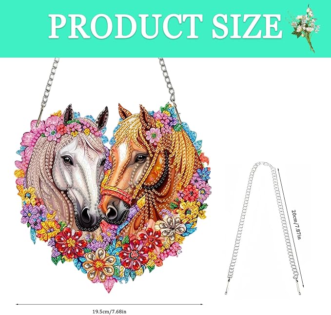 Auremi Horse Diamond Painting Pendant Kits,5D Animal Diamond Art Hanging Kits,DIY Special Shaped Diamonds Painting Suncatcher Pendant Kit for Adults for Gift Wall Home Decor