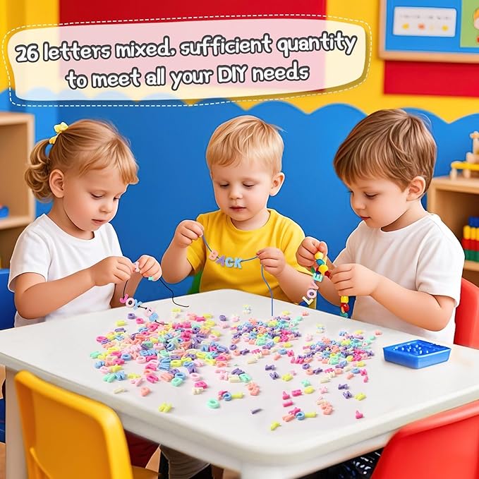Augshy 700Pcs Large Letter Beads, Colorful Plastic A-Z Mixed Alphabet Shape Beads for Jewelry Making Bracelets Necklaces Key Chains Shoelaces Crafts Party Decor(9 x 12 mm)