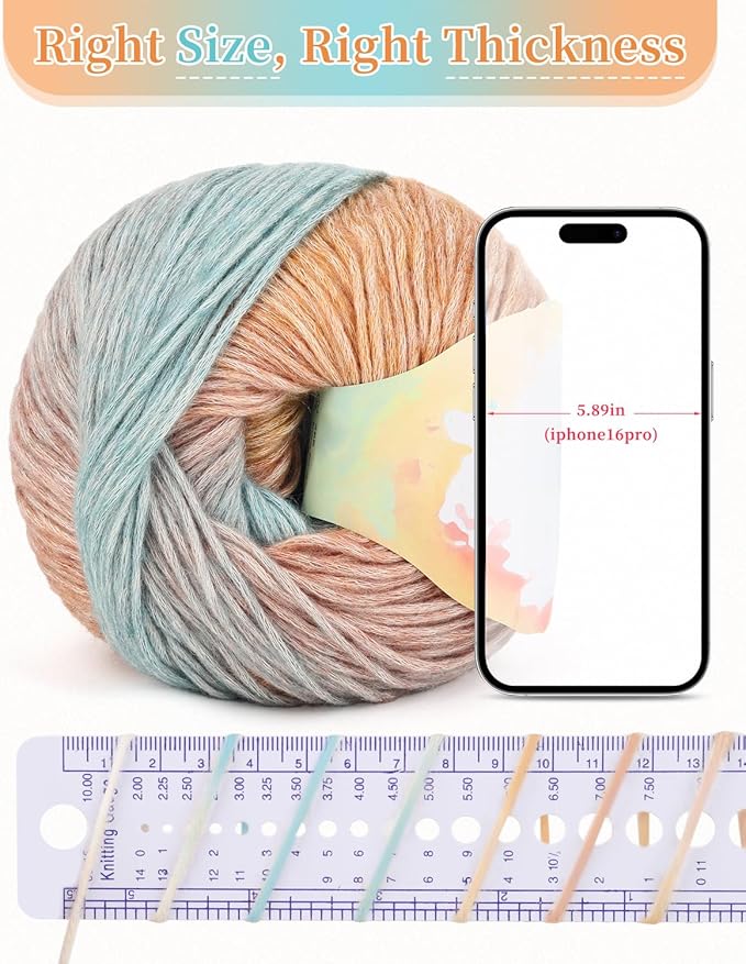Coopay Yarn for Crocheting Knitting, Gradient Cake Yarns, 2 × 3.53oz - 240yds - 50% Cotton 50% Acrylic Ombre Yarns, Crochet Yarn for Blankets, Shawls, Scarves (110 Oil Painting)