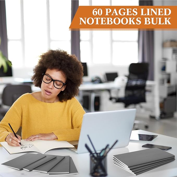 mimorou 100 pcs journals notebooks bulk - kraft softcover a5 small notebooks 5.5 inch x 8.3 inch notepads with 60 page 30 sheet for writing sketch travel office supplies(grey,lined)