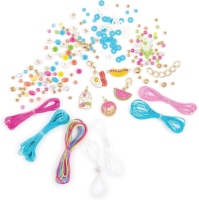 Make It Real: Fridge Frenzy DIY Bracelets - 237pc Jewelry Kit, Make & Design 8 Bracelets, 200+ Beads, Sweets & FoodThemed Charms, Tweens-Girls-Kids 8+