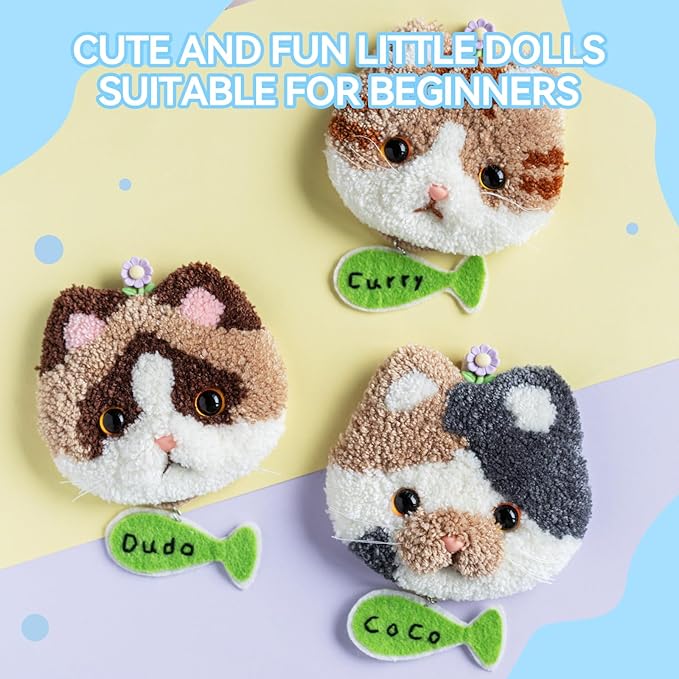MOREJMTT Punch Needle Kit for Beginners Adults Easy Punch Needle Embroidery Kit,Including Printed Patterns, Needles, Easy to Follow Instructions and Videos(The World of Cats)
