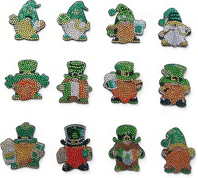 Gnomes Diamond Art Kits Ornaments for Adults 12 Pcs 5D DIY Diamond Painting Keychain Kits Gifts for Girls Boys Women Men