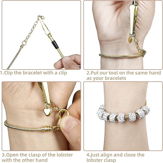 10PCS Snake Chain Charm Bracelet with Bracelet Helper Adjustable Snake Bracelet Chains with Lobster Clasp Extender Chain for Women DIY Jewelry Making Supplies