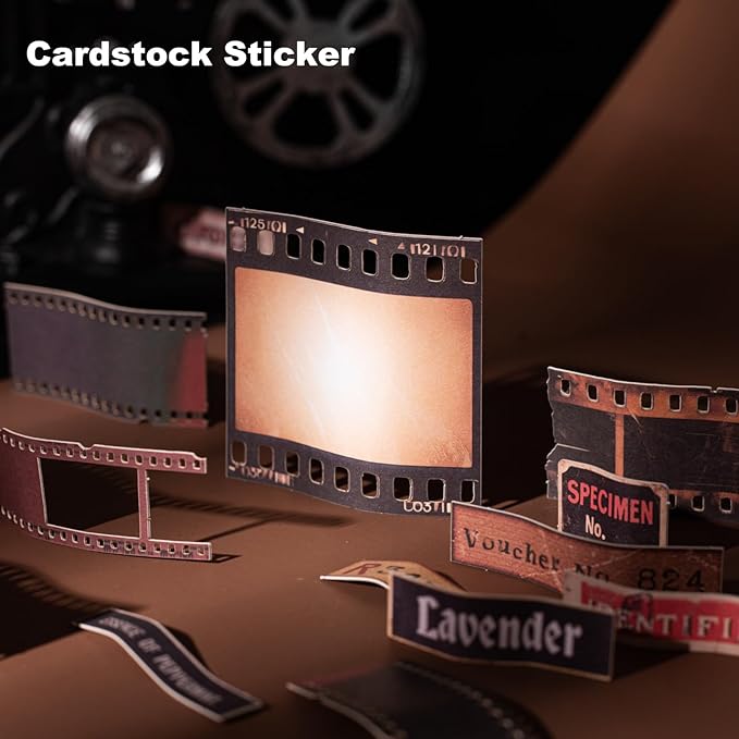 Retro Film Frame Scrapbook Stickers, 100pcs Vintage Cardstock Ephemera Labels & Borders for Journaling, Planners, Collage, DIY Crafts, Aesthetic Decoration Supplies