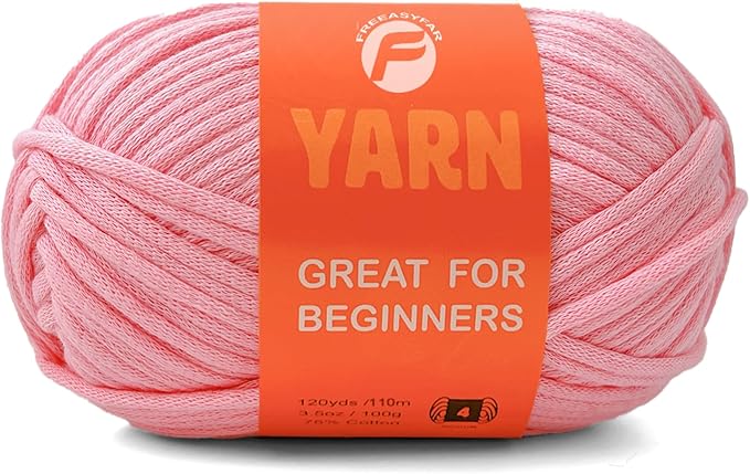 3.5Oz Beginner-Friendly Yarn for Crocheting and Knitting;Worsted-Weight Medium #4;Cotton Blend Yarn for Beginners with Easy-to-See Sitches,Great for Amigurumi DIY (Pink,1 Skein)