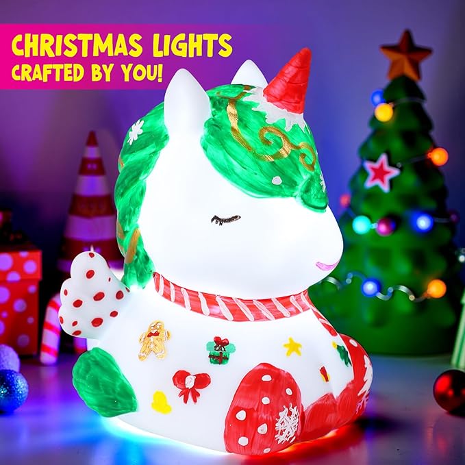 paint your own unicorn lamp kit, art supplies unicorn painting kit for kids, arts and crafts for kids ages 6-12, unicorn toys birthday christmas gifts for girls boys ages 3 4 5 6 7 8 9 10 11 12+