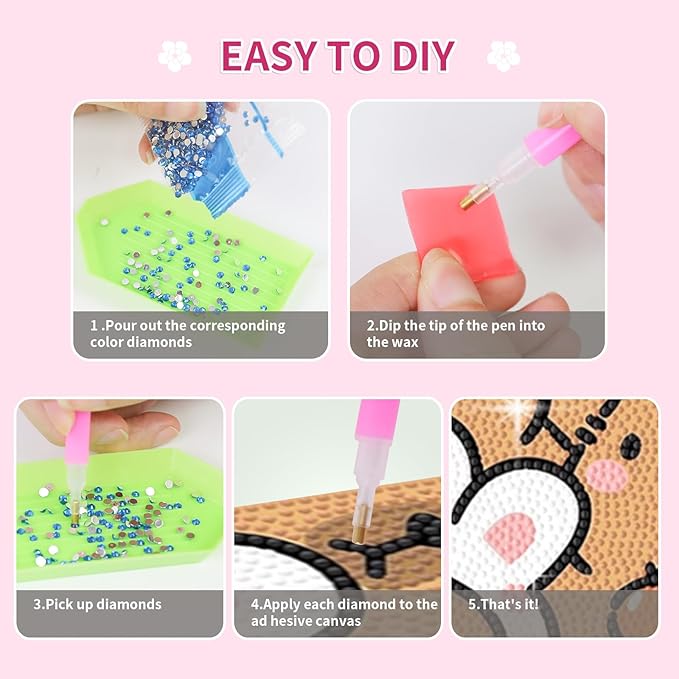 PERFECTSIGHT Cute 5D Diamond Art Kits with Wooden Frame, Kawaii DIY Painting Art for Adults, Diamond Arts and Crafts Sets, Big Gem Full Drill Diamond Dots for Women (Capybara)