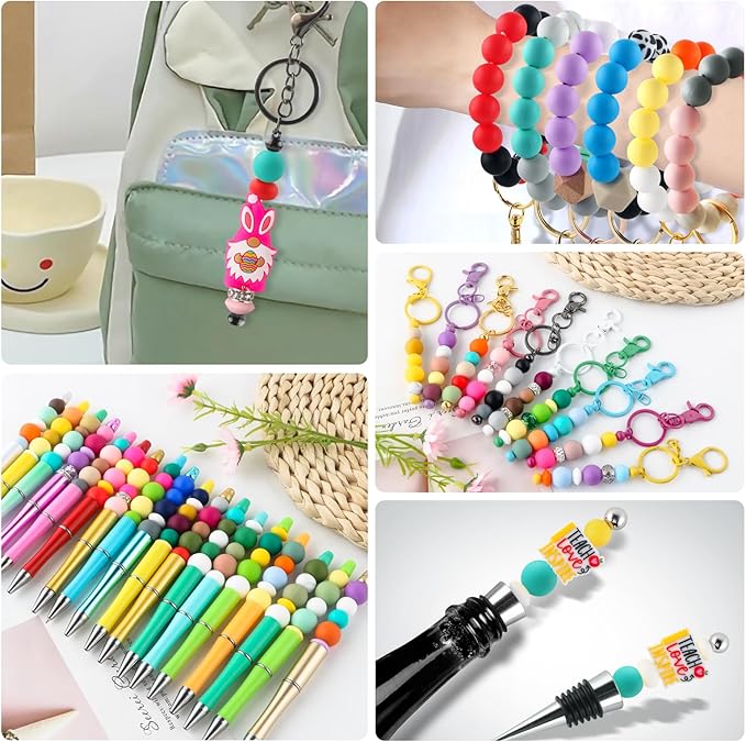 150Pcs 15mm Silicone Beads for Keychain Making Bracelet Necklace, Bulk Round Silicone Beads for Pens(Turquoise)