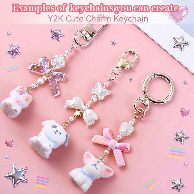 Wurosi 773 Pcs Beaded Keychain Making Kit, Bag Charm Kit, with Chains, Charms & Letter, Key Chain Hooks, Jump Rings, Manual, Gift Bgas, Storage Box & Tools, DIY Crafting and Jewelry Making for Adult