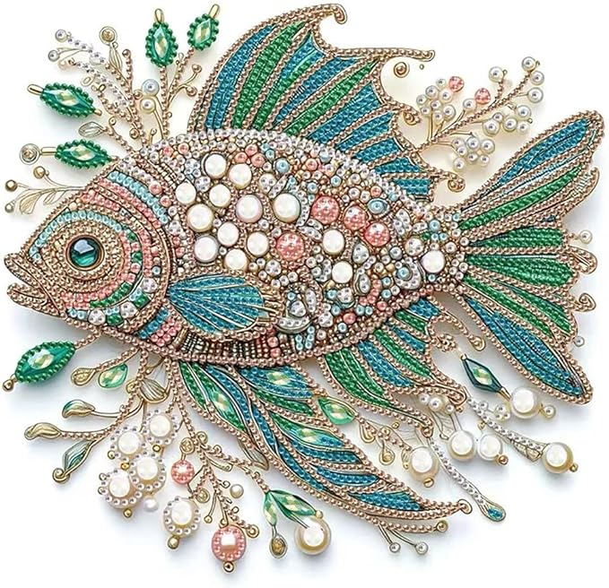 ZQEATRY Fish Animal Special Shape Diamond Art Kits for Adults,5D Diamond Painting Kits for Beginner,DIY Diamond Gem Art Crystal Rhinestones Dots Painting Kits for Home Wall Decor 11.8 X 11.8inch