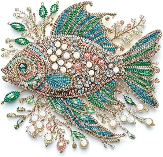 ZQEATRY Fish Animal Special Shape Diamond Art Kits for Adults,5D Diamond Painting Kits for Beginner,DIY Diamond Gem Art Crystal Rhinestones Dots Painting Kits for Home Wall Decor 11.8 X 11.8inch
