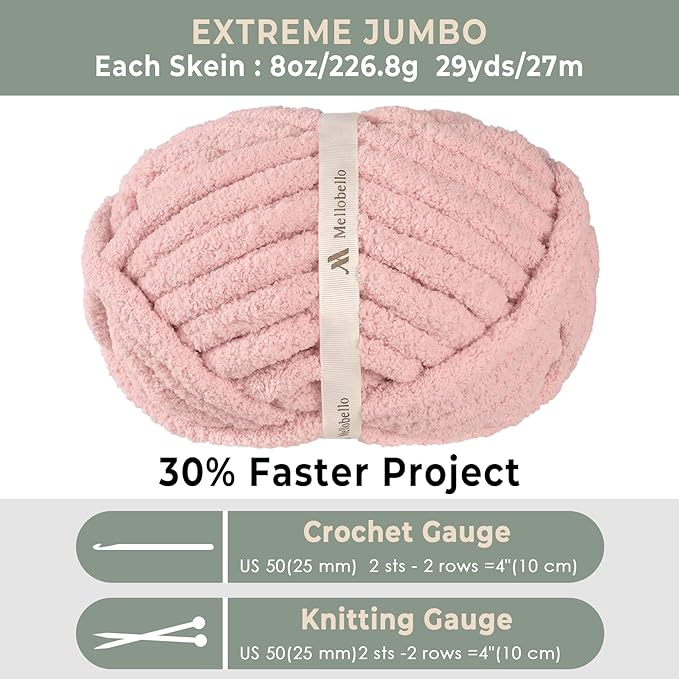 Jumbo Chenille Chunky Yarn for Crocheting - Super Bulky Fluffy Chunky Yarn for Hand Knitting - Extra Thick Soft Blanket Big Yarn 12 Jumbo Pack (27yds,8 oz Each Skein)